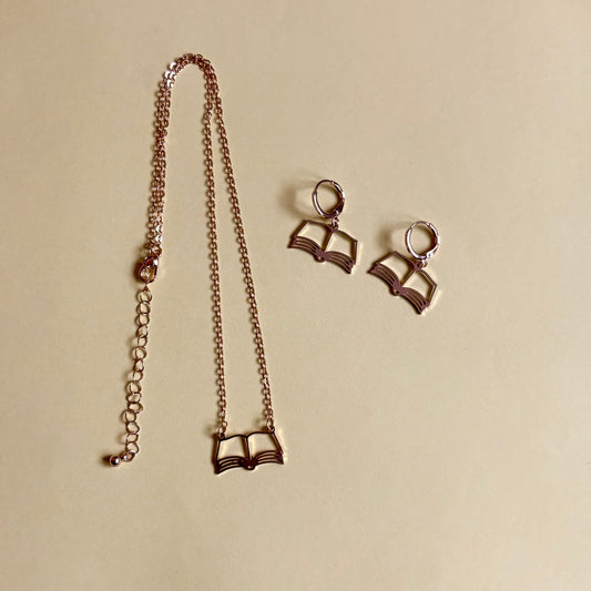 BOOK EARRINGS + NECKLACES