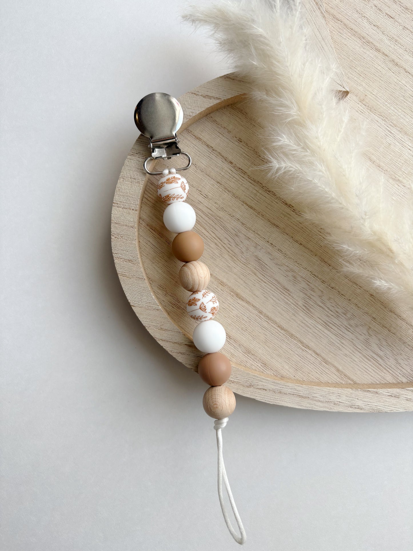 SALTED CARAMEL + HEIRLOOM PACIFIER CLIP