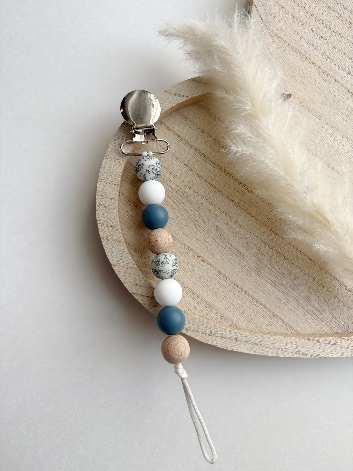 FLANNEL BLUE + EVENING BUTTERFLIES PACIFIER CLIP